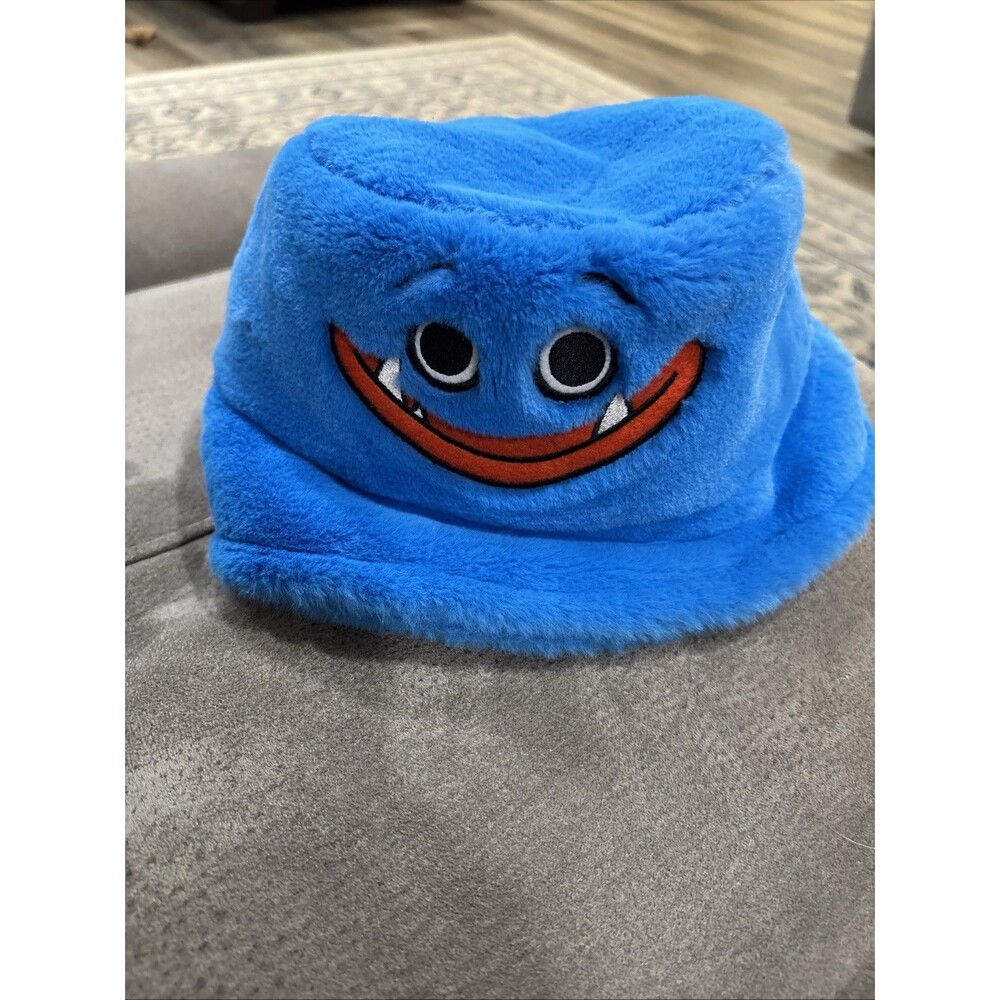 Poppy Playtime Hat Huggy Wuggy Blue Plush Bucket Hat Soft Smile Culturefly